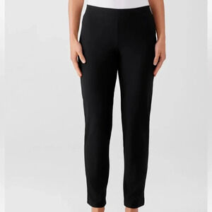 Eileen Fisher Stretch Crepe Pants Slim Fit Womens Large Black Pull On Ankle Pant